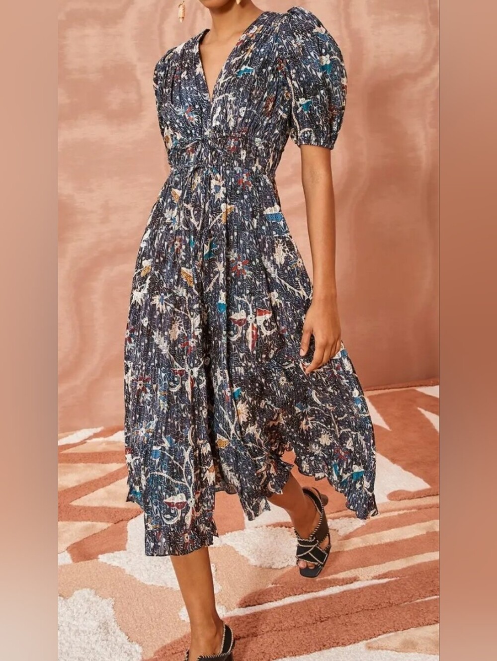 Ulla Johnson Thelma Printed Cotton Blend Midi Dress